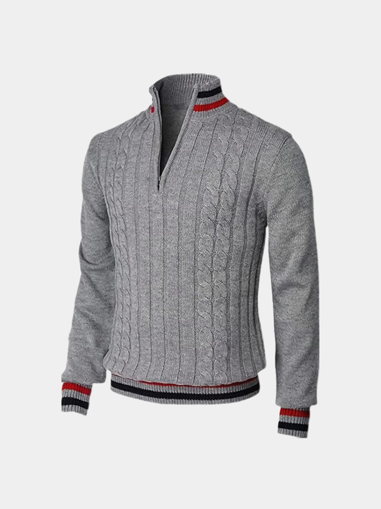 Herren-Strickpullover – Unverzichtbarer, lässiger Alltags-Strickpullover mit halbem Reißverschluss